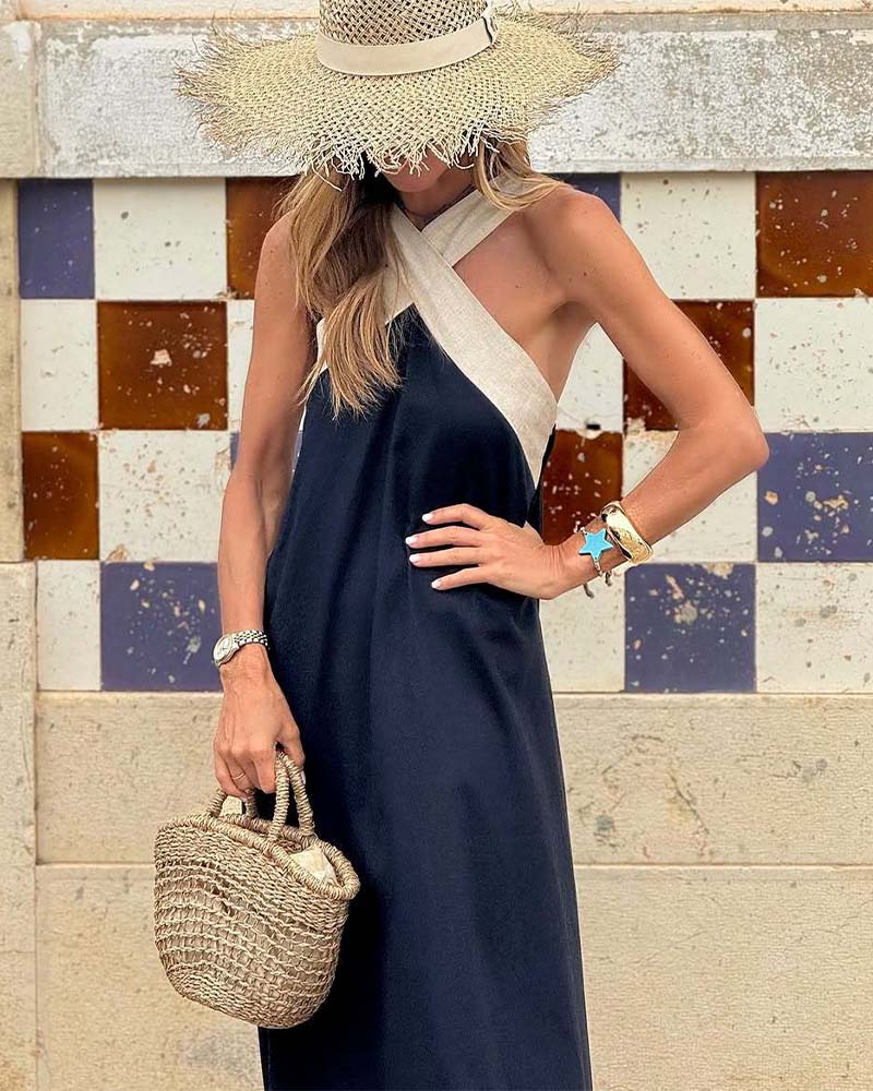 Sierra | Elegant Open-Back Dress with Stylish Crossover Neckline