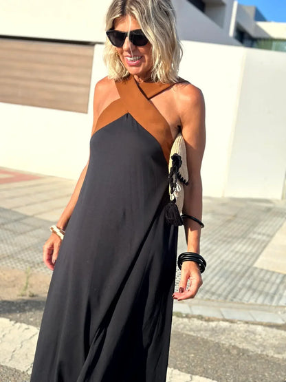 Sierra | Elegant Open-Back Dress with Stylish Crossover Neckline